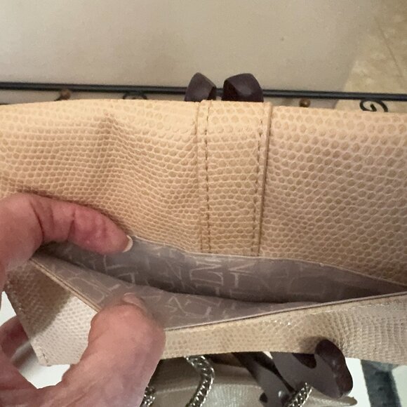 Danielle Nicole Envelope Crossbody Tan Faux Leather Studded with Chain Strap - Picture 6 of 13